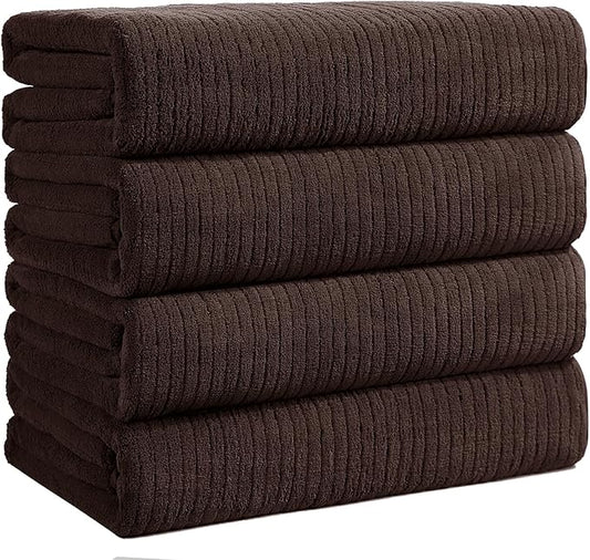 Bath Towels Set of 4 Extra Large 35 x 70 Inches,Luxury Thick High Absorbent and Quick Dry Bath Sheet,Ultra Soft Microfiber,Bathroom,Beach,Yoga,Sport,SPA,Fitness (Brown)