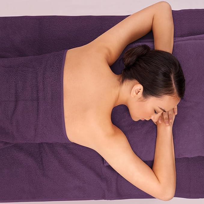 Bath Sheets – Extra Large Bathroom Sheet Set – Pack of 2 Jumbo Towels Dark Purple (71x35in) – 100% Cotton Soft Quick Dry Large Bath Towels for Adults Hotel Spa Bathroom Use