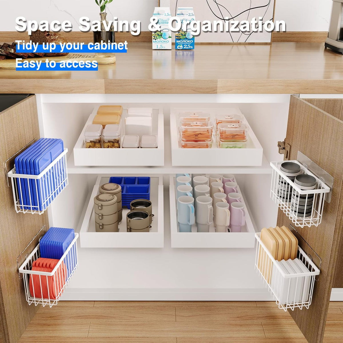 3-Pack Adhesive Cabinet Door Organizer — No-Drill Lid & Kitchen Storage for Renters — Nestify