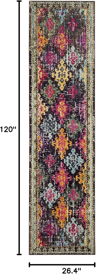 SAFAVIEH Monaco Collection Runner Rug - 2'2" x 10', Multi, Boho Diamond Trellis Design, Non-Shedding & Easy Care, Ideal for High Traffic Areas in Living Room, Bedroom (MNC244F)