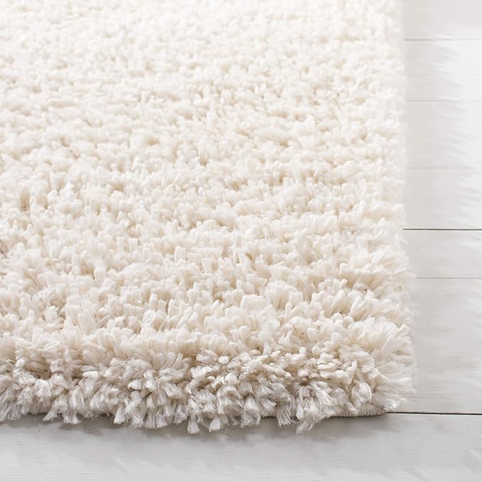 SAFAVIEH August Shag Collection Runner Rug - 2' x 11', Ivory, Solid Design, Non-Shedding & Easy Care, 1.5-inch Thick Ideal for High Traffic Areas in Living Room, Bedroom (AUG200C)