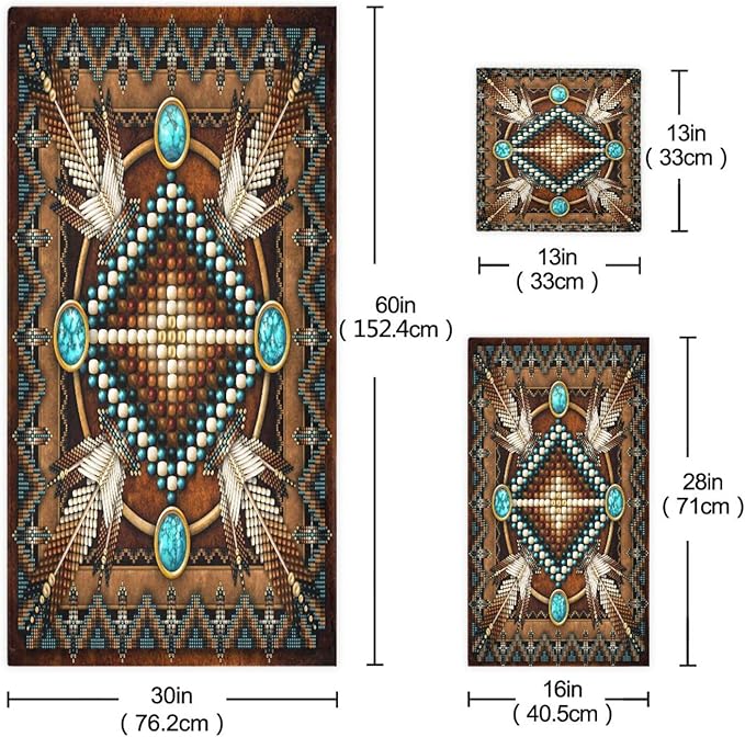 Southwetern Native American Style Bath Towels Set,Absorbent Soft 3 Piece Western Tribal Navajo Aztec Towels for Bathroom,1 Bath Towel 1 Hand Towel 1 Washcloth,Decoractive Guest Bathroom Towels