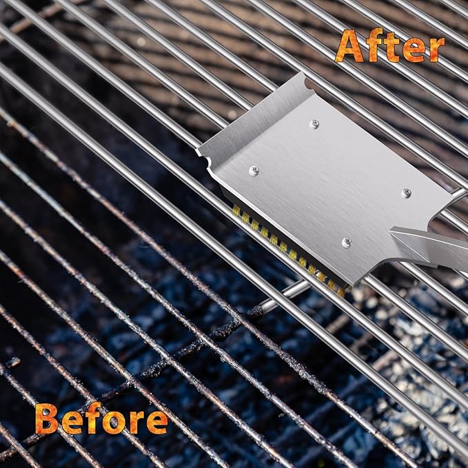 Copper Wire Grill Brush Replacement Head, Grill Cleaning Bristle Brush with 4 Screws, BBQ Cleaning Replacement Brush Head for Gas, Porcelain, Ceramic, Cast Iron, Stainless Steel Grills and More