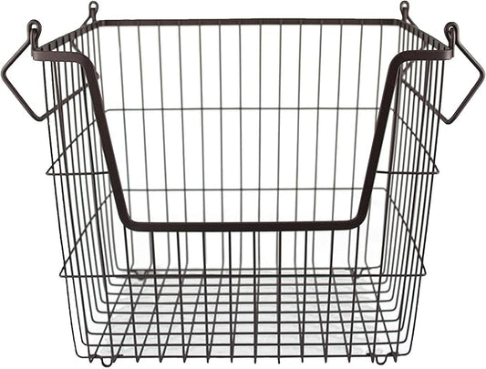 DII Metal Wire Mesh Stackable Utility Storage Bin, Large Rectangle, 13x10x11", Bronze