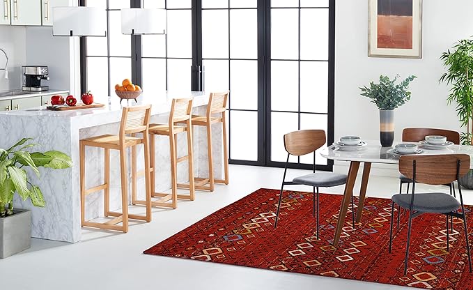 SAFAVIEH Amsterdam Collection Accent Rug - 3' x 5', Terracotta & Multi, Moroccan Boho Design, Non-Shedding & Easy Care, Ideal for High Traffic Areas in Entryway, Living Room, Bedroom (AMS108D)