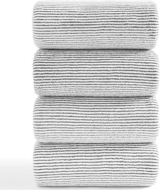 4 Piece Bath Towel Set 35"x70"Oversized Bath Towel for Bathroom Ultra Soft Fluffy Extra Large Bath Sheet Luxury Premium Bathroom Towel Highly Absorbent Quick Dry Shower Towel for Hotel Spa,Brown White