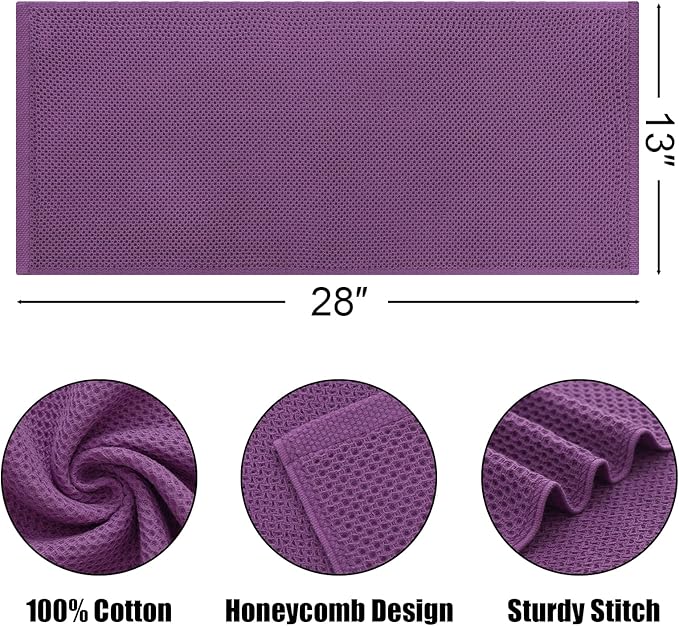 Kitinjoy 100% Cotton Waffle Weave Kitchen Hand Towels (13 X 28 Inches, Violet), 8-Pack Super Soft and Absorbent Dish Towel for Drying Dishes