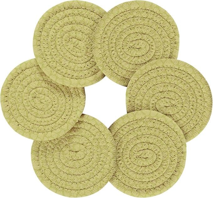Dinosaur Skin Drink Coasters, Handmade Cotton Absorbent Coaster Set of 6, Minimalist Home Decor for Coffee Table, Kitchen, Housewarming and Wedding Registry Ideas