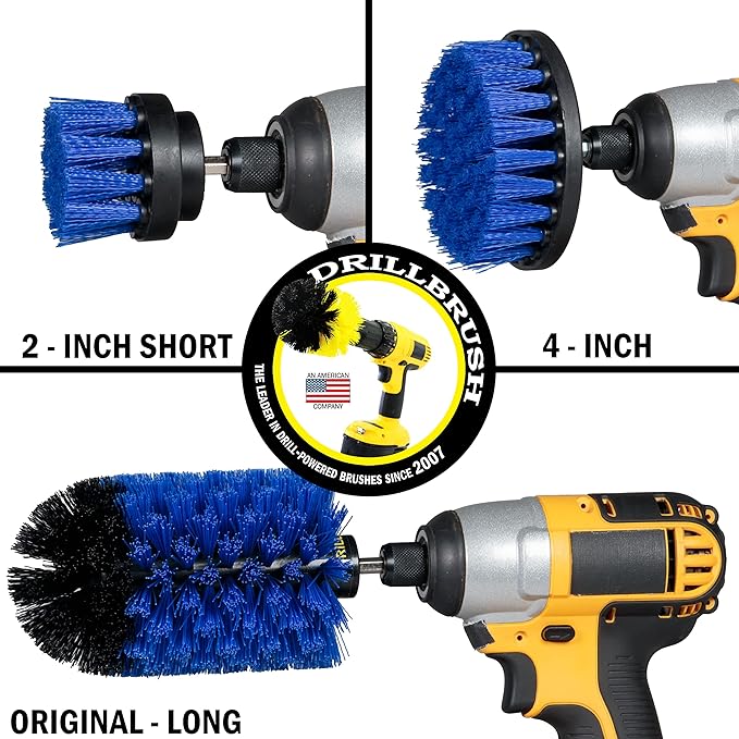 Blue Medium Stiffness Boat Brush Cleaning Set - Pool Liner Cleaning Tools Supplies - Pool Cleaner - Professional Aquarium Cleaner Set - Car Wash Detailing and Scrubbing Brush Kit – Boat Scrubber