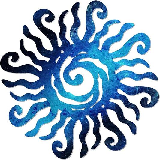 KOYILTD Unique Sun Metal Wall Art Outdoor Decor or Indoor Decor Multicolor and Rust Proof Wall Sculpture Farmhouse Metal Decorative Wall Art for Bedroom Living Room Garden Patio Pool (12 in, Sun B)