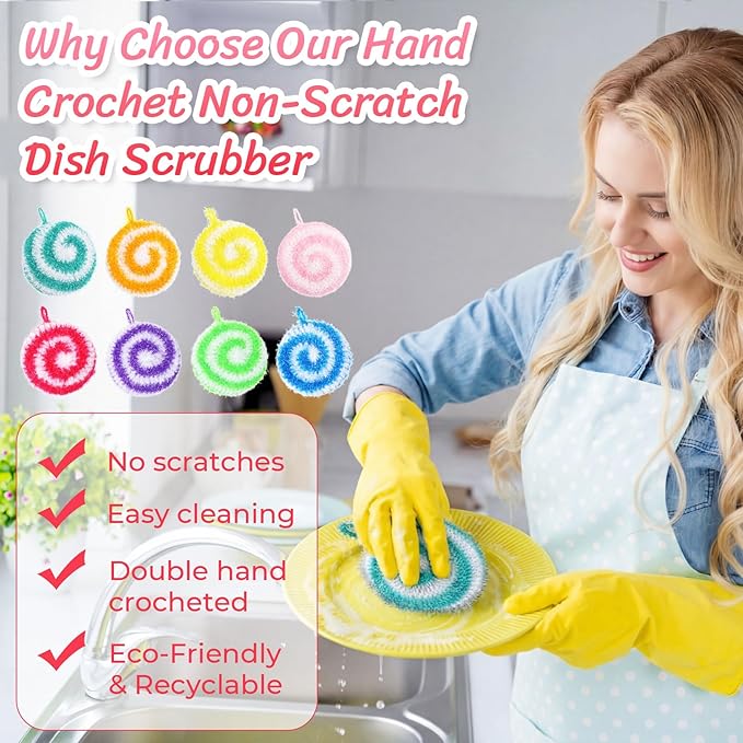 12 Pcs Dish Scrubber Non Scratch Dish Washing Scrubbers Reusable Household Cleaning Kitchen Tools for Dishwashing Washing Dishes Cookware Tubs Sinks (Candy)