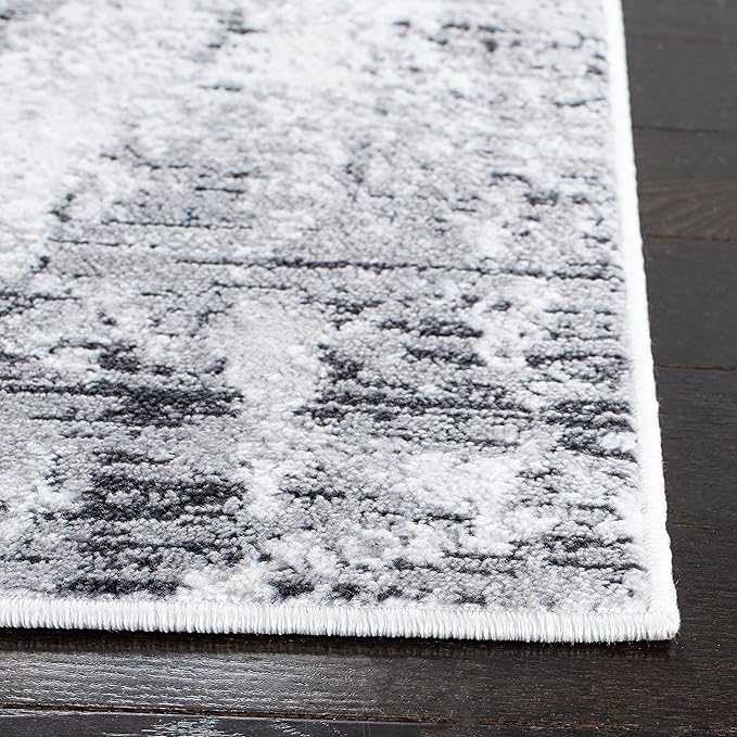 SAFAVIEH Amelia Collection Runner Rug - 2'2" x 10', Grey & Ivory, Modern Abstract Design, Non-Shedding & Easy Care, Ideal for High Traffic Areas in Living Room, Bedroom (ALA705G)