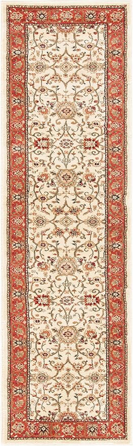SAFAVIEH Lyndhurst Collection Runner Rug - 2'3" x 10', Ivory & Rust, Traditional Oriental Design, Non-Shedding & Easy Care, Ideal for High Traffic Areas in Living Room, Bedroom (LNH212R)