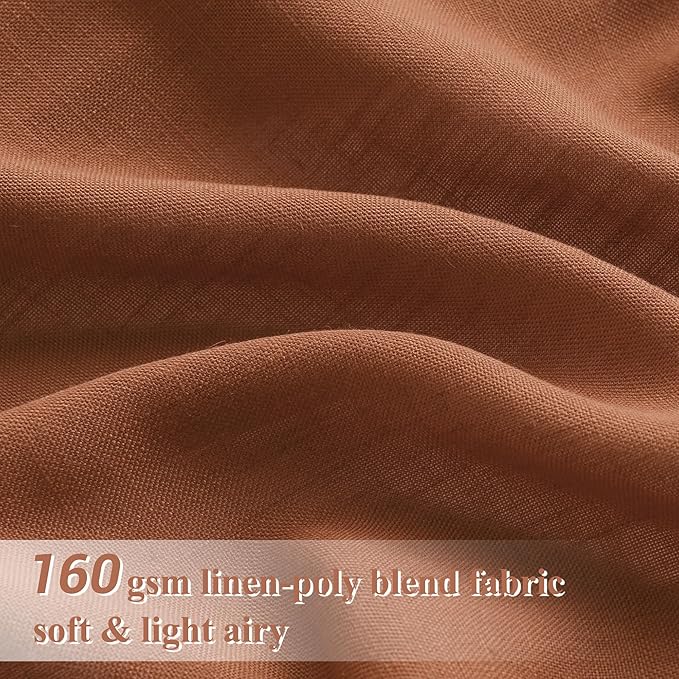 Joywell Terracotta Back Tab Linen Curtains 90 Inches Long 2 Panels for Living Room Bedroom Neutral Boho Farmhouse Rustic Light Filtering Semi Sheer Curtains Window Treatment 52x90