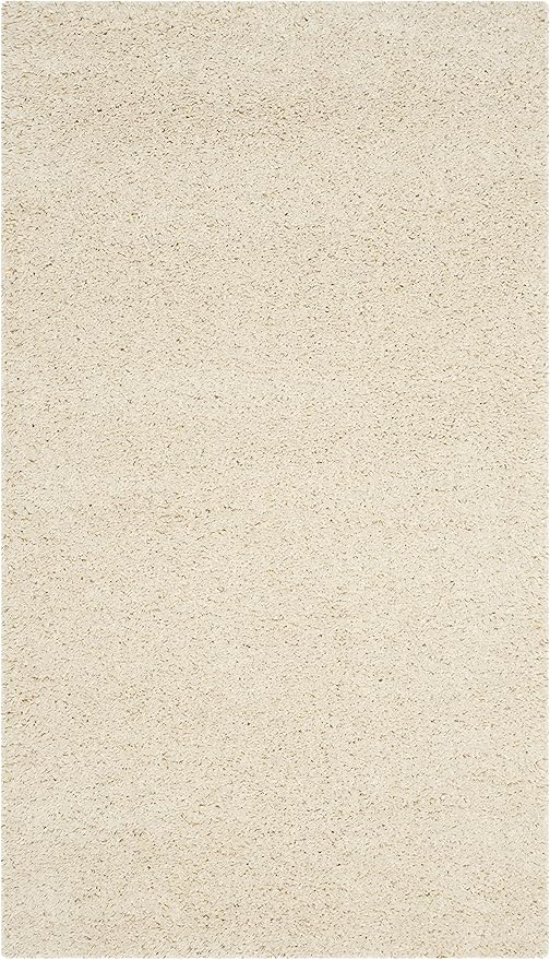 SAFAVIEH Santa Monica Shag Collection 4' x 6' Ivory SGN725 Solid Non-Shedding Living Room Bedroom Dining Room Entryway Plush 2-inch Thick Area Rug