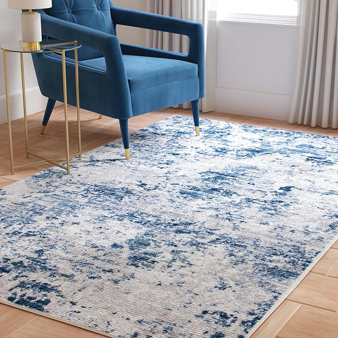 SAFAVIEH Amelia Collection Area Rug - 6' x 9', Navy & Grey, Modern Abstract Design, Non-Shedding & Easy Care, Ideal for High Traffic Areas in Living Room, Bedroom (ALA705N)
