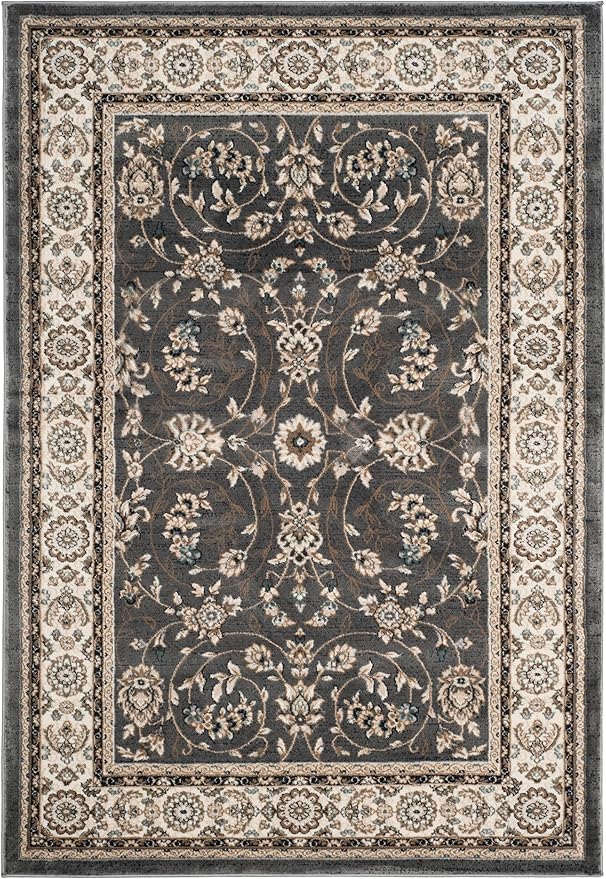 SAFAVIEH Lyndhurst Collection Area Rug - 5'3" x 7'6", Grey & Cream, Traditional Oriental Design, Non-Shedding & Easy Care, Ideal for High Traffic Areas in Living Room, Bedroom (LNH340G)