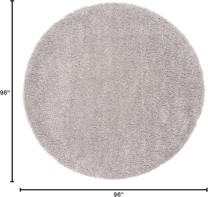 SAFAVIEH Fontana Shag Collection Area Rug - 8' Round, Grey, Solid Design, Non-Shedding & Easy Care, 2-inch Thick Ideal for High Traffic Areas in Living Room, Bedroom (FNT800F)