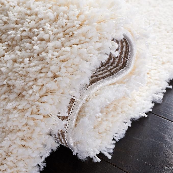 SAFAVIEH Santa Monica Shag Collection 4' x 6' Ivory SGN725 Solid Non-Shedding Living Room Bedroom Dining Room Entryway Plush 2-inch Thick Area Rug