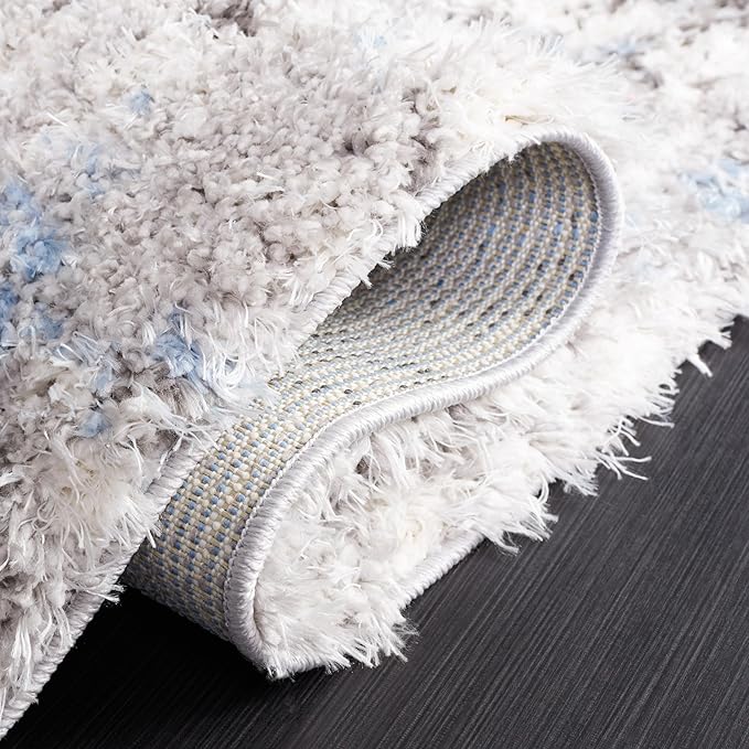 SAFAVIEH Area Rug 8x10 - Lindsay Shag Collection - Large - Grey & Blue Ivory, Non-Shedding & Easy Cleaning, Ultra Plush Thick Pile, Ideal for Living Room, Bedroom, Dining Space (LNS556F)