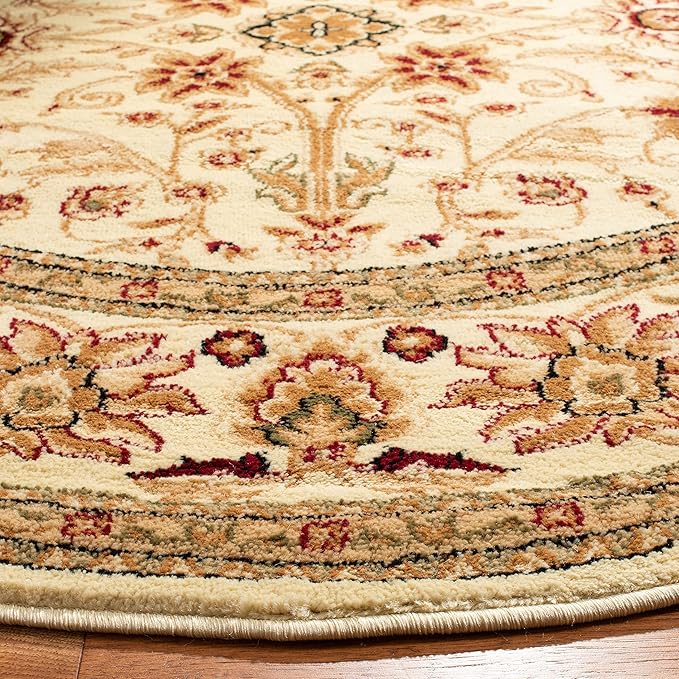 SAFAVIEH Lyndhurst Collection Area Rug - 8' Round, Ivory & Ivory, Traditional Oriental Design, Non-Shedding & Easy Care, Ideal for High Traffic Areas in Living Room, Bedroom (LNH212L)