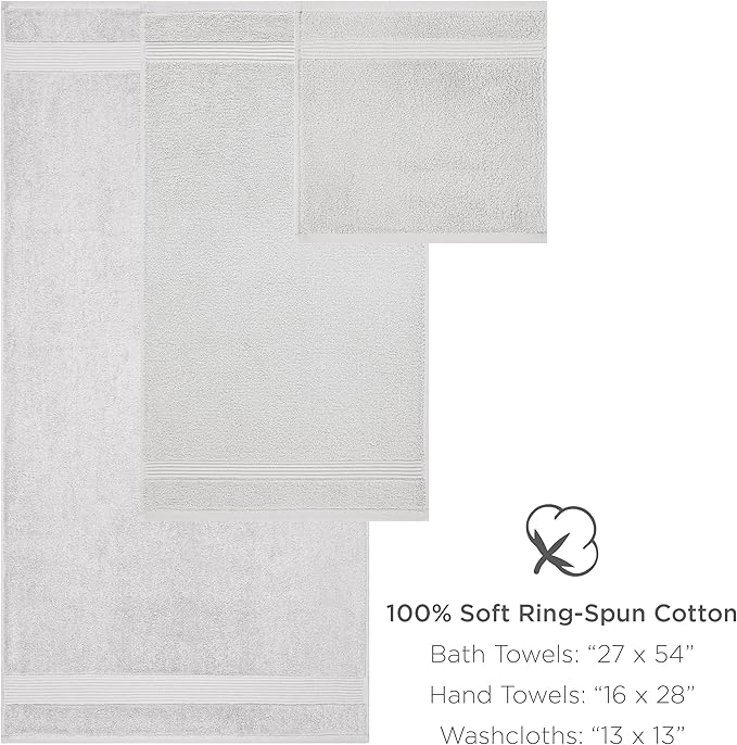 Arkwright Solid Bath Towels, Pack of 4, 100% Cotton 600 GSM Soft Absorbent Bathroom Towels for Hotel, Spa or Vacation Rental, 54 x 27 in, Titanium Grey