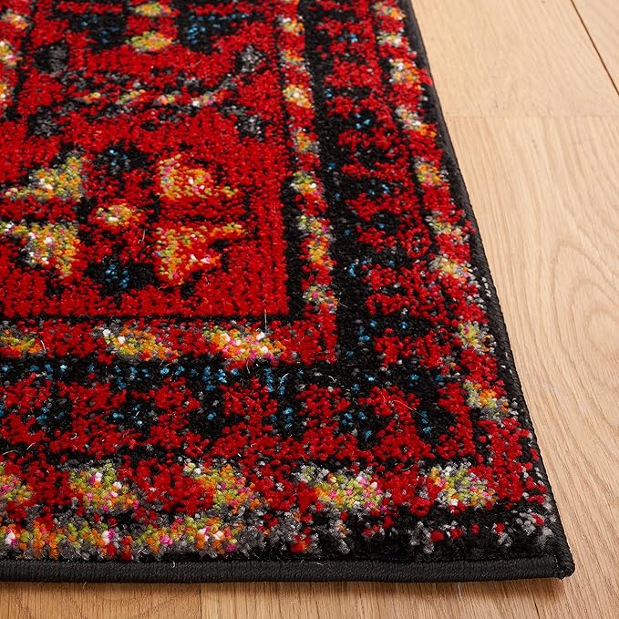 SAFAVIEH Vintage Hamadan Collection Runner Rug - 2'3" x 8', Red & Light Blue, Oriental Persian Design, Non-Shedding & Easy Care, Ideal for High Traffic Areas in Living Room, Bedroom (VTH213Q)