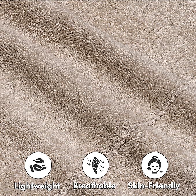 Face Towels Pack of 12 – 100% Cotton Wash Cloths (12x12 inch) – Soft, Quick Dry & Highly Absorbent Hand Towels for Bathroom, Spa, Gym, Kitchen and for Daily Use - (Beige)
