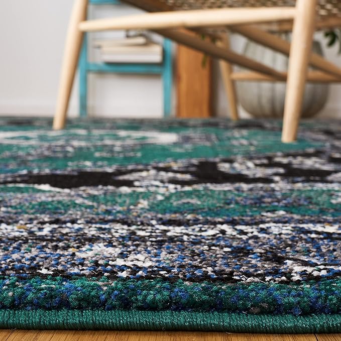 SAFAVIEH Vintage Hamadan Collection Runner Rug - 2'3" x 8', Green & Black, Traditional Oriental Design, Non-Shedding & Easy Care, Ideal for High Traffic Areas in Living Room, Bedroom (VTH204Y)