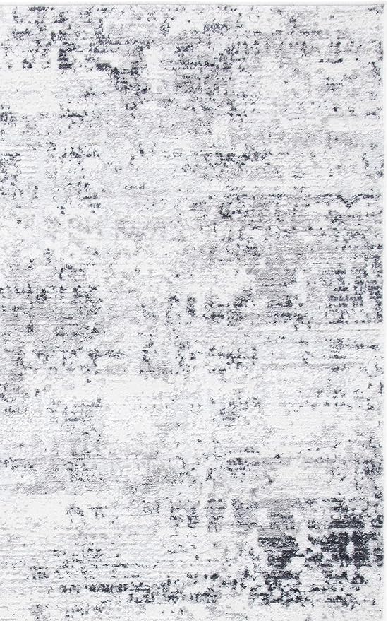 SAFAVIEH Amelia Collection Area Rug - 10' Square, Ivory & Grey, Modern Abstract Design, Non-Shedding & Easy Care, Ideal for High Traffic Areas in Living Room, Bedroom (ALA700C)
