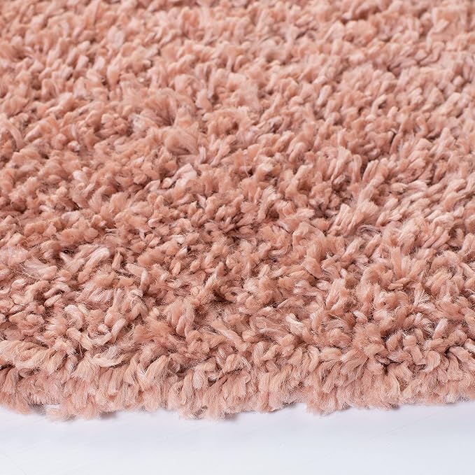 SAFAVIEH August Shag Collection Area Rug - 6'7" Square, Rose, Solid Design, Non-Shedding & Easy Care, 1.5-inch Thick Ideal for High Traffic Areas in Living Room, Bedroom (AUG200X)