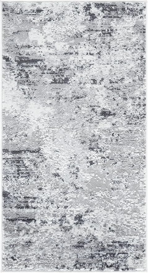 SAFAVIEH Amelia Collection Accent Rug - 2'2" x 4', Grey & Ivory, Modern Abstract Design, Non-Shedding & Easy Care, Ideal for High Traffic Areas in Entryway, Living Room, Bedroom (ALA705G)