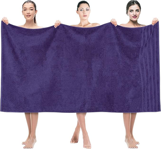 American Soft Linen 35x70 Jumbo Large Bath Towel, 600 GSM 100% Cotton Turkish Bath Sheet, Oversized Luxury Bath Towel for Bathroom Beach and Pool, Purple