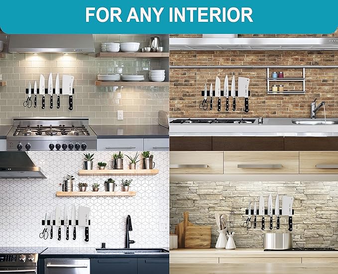 16 Inch Black Wood Knife Magnetic Strip - Wall Kitchen Magnetic Rack Holder