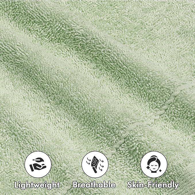 Face Towels Pack of 12 – 100% Cotton Wash Cloths (12x12 inch) – Soft, Quick Dry & Highly Absorbent Hand Towels for Bathroom, Spa, Gym, Kitchen and for Daily Use - (Light Green)