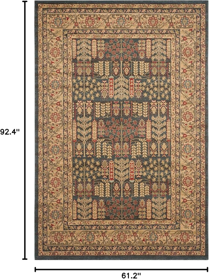 SAFAVIEH Mahal Collection Area Rug - 5'1" x 7'7", Navy & Natural, Traditional Oriental Design, Non-Shedding & Easy Care, Ideal for High Traffic Areas in Living Room, Bedroom (MAH697E)