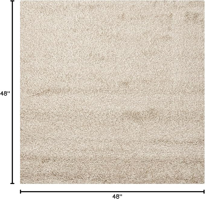 SAFAVIEH Santa Monica Shag Collection Area Rug - 4' Square, Beige, Non-Shedding & Easy Cleaning, Plush Thick Pile, Ideal for Living Room, Bedroom, Dining Space (SGN725-1313)
