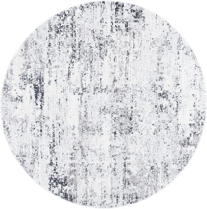 SAFAVIEH Amelia Collection 11' Round Ivory/Grey ALA700C Modern Abstract Non-Shedding Dining Room Entryway Foyer Living Room Bedroom Area Rug