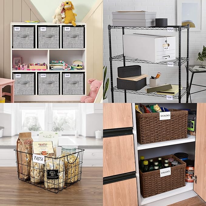 50PCS Basket Bin Labels Clip On,Clear Plastic Wire Shelf Price Tags,Labels for Storage Bins,Merchandise Sign Display Holder,50PCS Paper Inserts Included(Size:2.76x1.57inch/7x4.2cm)