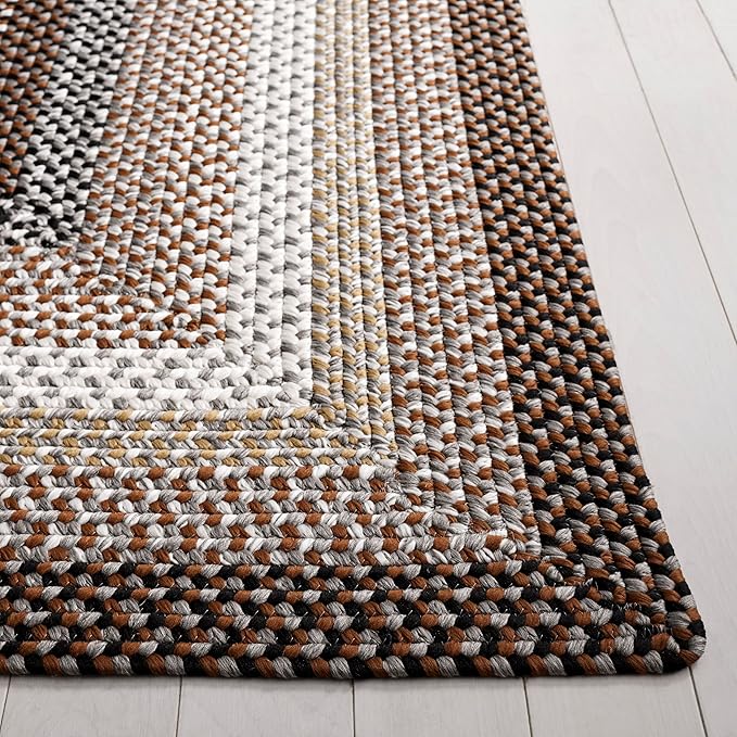 SAFAVIEH Washable Rug Outdoor Braided Collection - 6' x 9', Brown & Multi, Handmade & Reversible, Non-Shedding & Easy to Clean, Ideal for Patio, Backyard, Mudroom (BRD308T)