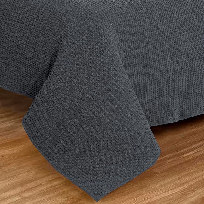 Bed & Bath Home Premium 100% Cotton Waffle Weave Blanket King Size – Soft Breathable Lightweight Comfort, Natural All-Season Bed Blanket, Easy-Care Bedspread for Bed & Couch (Grey)