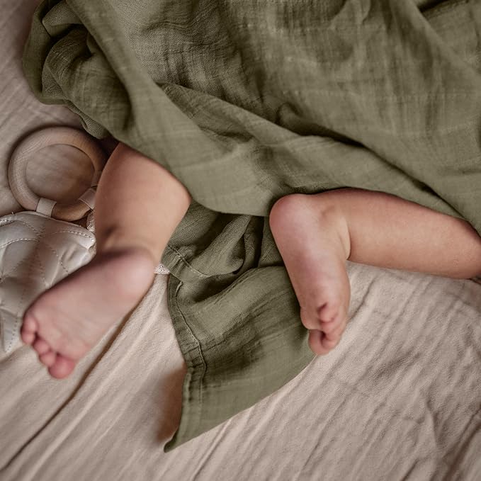 Baby Swaddle – Organic Cotton Muslin Baby Swaddles for Newborns Baby Boys 47” x 47” (Sage Green)