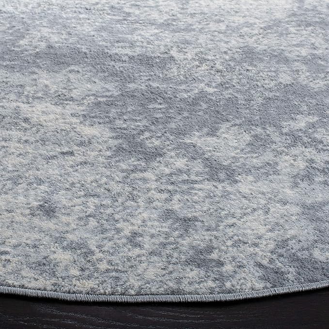 SAFAVIEH Brentwood Collection Area Rug - 4' Round, Grey & Ivory, Modern Abstract Design, Non-Shedding & Easy Care, Ideal for High Traffic Areas in Living Room, Bedroom (BNT822H)