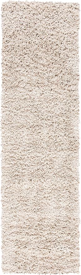 SAFAVIEH August Shag Collection Runner Rug - 2' x 7', Beige, Solid Design, Non-Shedding & Easy Care, 1.5-inch Thick Ideal for High Traffic Areas in Living Room, Bedroom (AUG200D)