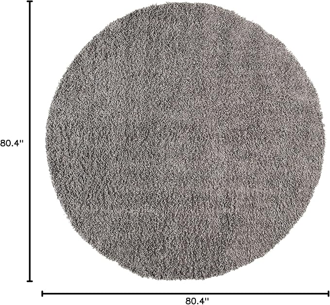 SAFAVIEH August Shag Collection Area Rug - 6'7" Round, Grey, Solid Design, Non-Shedding & Easy Care, 1.5-inch Thick Ideal for High Traffic Areas in Living Room, Bedroom (AUG200F)