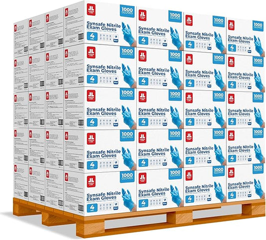 Synsafe 4 Mil - Blue Nitrile Exam Gloves –Disposable Latex Free & Powder Free – Extra Strong, Rubber Gloves