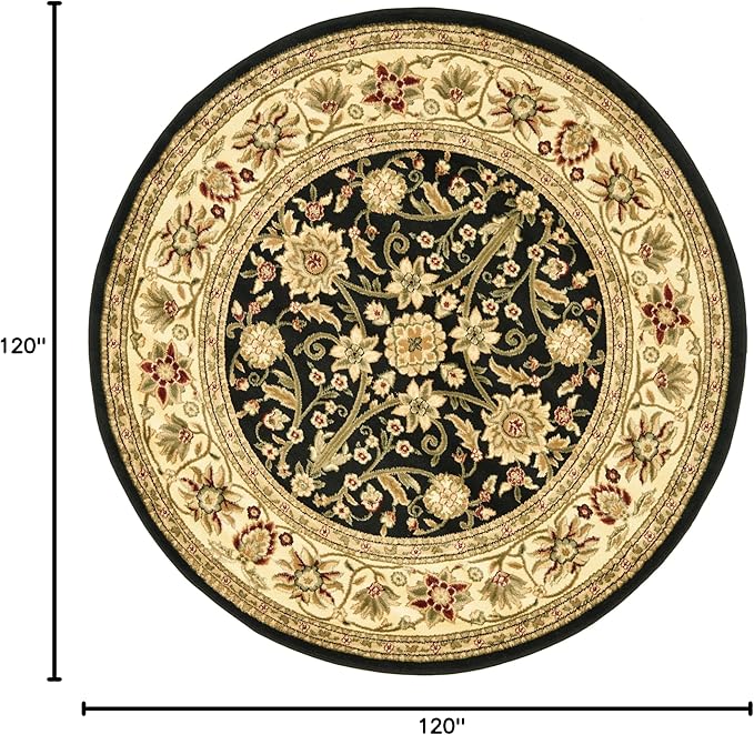 SAFAVIEH Lyndhurst Collection Area Rug - 10' Round, Black & Ivory, Traditional Oriental Design, Non-Shedding & Easy Care, Ideal for High Traffic Areas in Living Room, Bedroom (LNH212A)