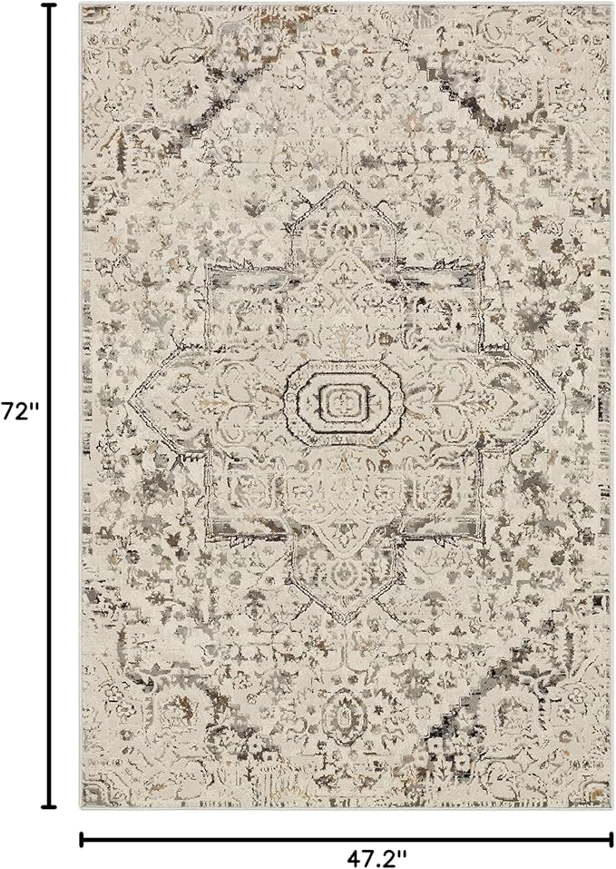 Mohawk Home Invati Traditional Floral Ornamental Cream 3' 11" x 6' Area Rug Perfect for Living Room, Dining Room, Office