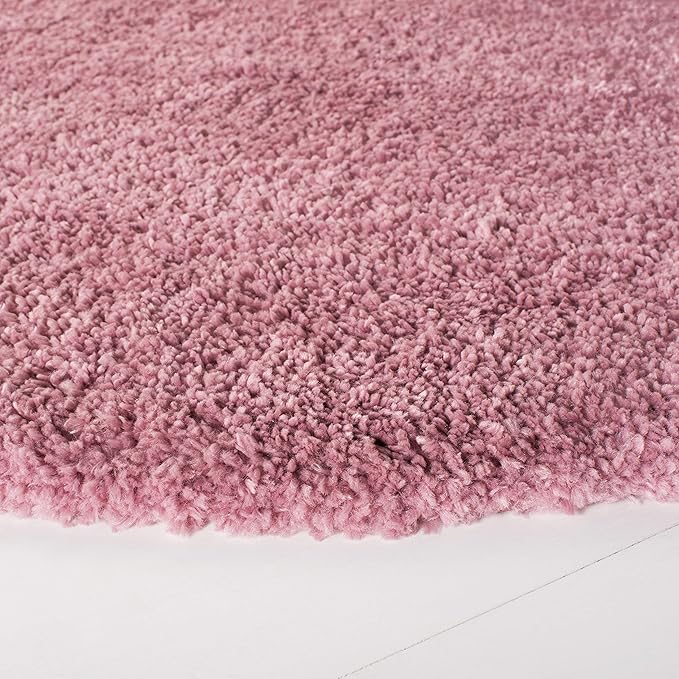 SAFAVIEH Fontana Shag Collection Area Rug - 6'7" Round, Pink, Solid Design, Non-Shedding & Easy Care, 2-inch Thick Ideal for High Traffic Areas in Living Room, Bedroom (FNT800U)