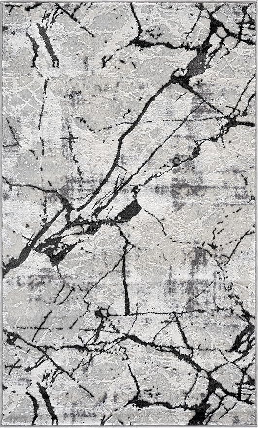 SAFAVIEH Amelia Collection Accent Rug - 3' x 5', Grey & Black, Modern Abstract Design, Non-Shedding & Easy Care, Ideal for High Traffic Areas in Entryway, Living Room, Bedroom (ALA293K)